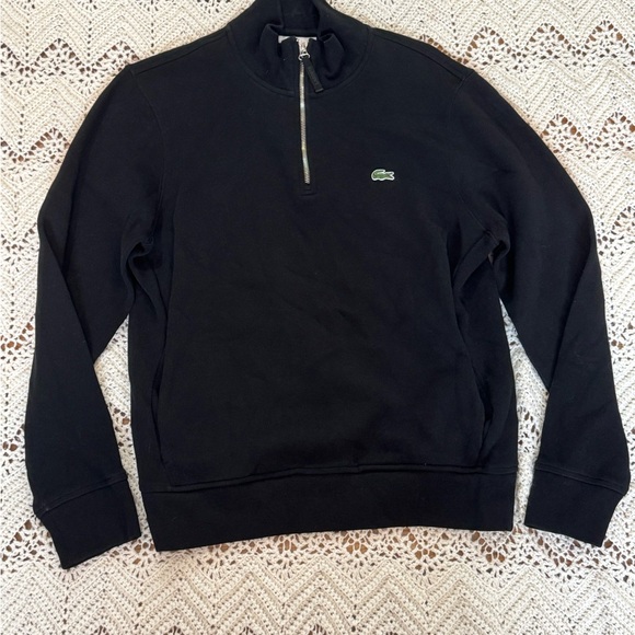 Lacoste Other - Lacoste Men's Black Zip-Up Sweater High Neck Cotton Sweater Men’s Extra Large